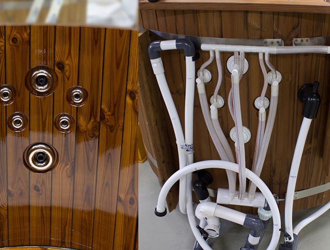 Podłączenie dysz hydromasażu do drewnianej balii