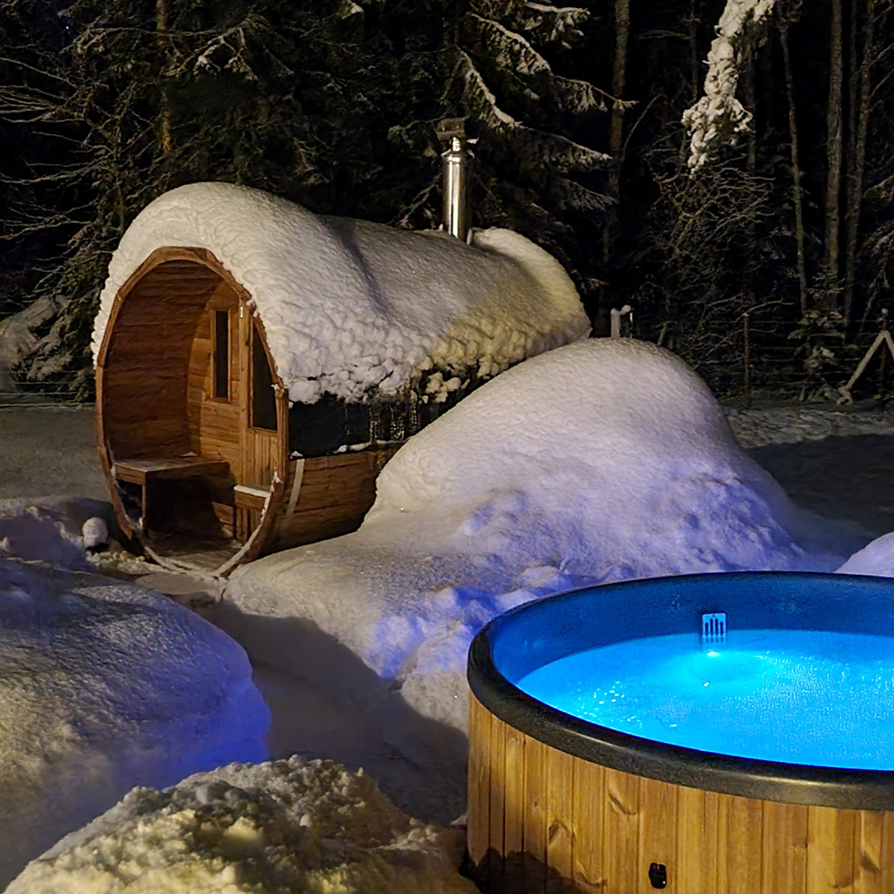 Sauna Zewnętrzna Beczka Barrel - zima