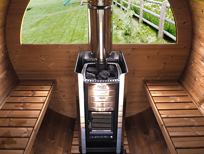 Sauna beczka z piecem na drewno